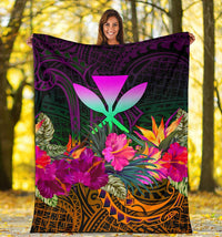Polynesian Hawaii Kanaka Maoli Premium Blanket - Summer Hibiscus - Polynesian Pride