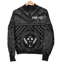 Kosrae Personalised Men's Bomber Jacket - Kosrae Flag In Polynesian Tattoo Style (Black) - Polynesian Pride