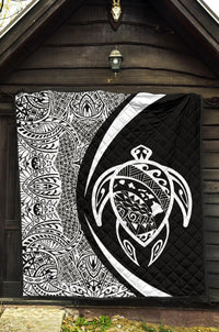 Hawaii Turtle Map Polynesian Premium Quilt - White - Circle Style - Polynesian Pride