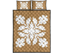 Hawaiian Quilt Bed Set Royal Pattern - Gold - B2 Style - Polynesian Pride
