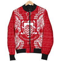 Tuvalu Polynesian Men's Bomber Jacket Map Red White - Polynesian Pride
