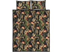 Hawaii Quilt Bed Set Tropical Floral Vintage Strelitzia Flower Banana Leaves AH - Polynesian Pride