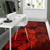 Hawaiian Map Hibiscus Flowers Vintage Polynesian Rug AH - Polynesian Pride