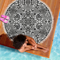Polynesian Tribal Beach Blanket Black White - Polynesian Pride