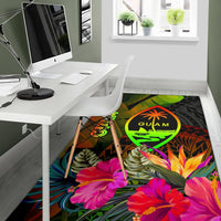 Guam Polynesian Area Rug - Hibiscus and Banana Leaves - Polynesian Pride