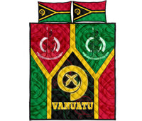 Vanuatu Polynesian Quilt Bed Set - Vanuatu Flag and Coat Of Arms - Polynesian Pride