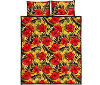 Hawaii Quilt Bed Set Tropical Flowers And Palm Leaves AH - Polynesian Pride