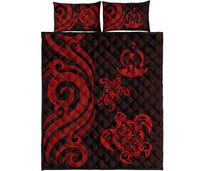 Vanuatu Quilt Bed Set - Red Tentacle Turtle - Polynesian Pride