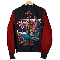 Polynesian Hawaii Men's Bomber Jacket - Shark Warrior Blue - Polynesian Pride