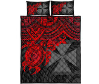 Wallis and Futuna Polynesian Quilt Bed Set - Wallis and Futuna & Red Turtle Hibiscus - Polynesian Pride