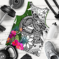American Samoa Men's Tank Top White - Turtle Plumeria Banana Leaf White - Polynesian Pride