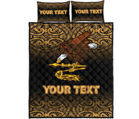 American Samoa Custom Personalised Quilt Bed Set - American Samoa Flag Polynesian Tattoo Black Frog - Polynesian Pride