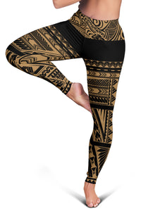 Hawaiian Polynesian Women's Leggings - Gold - Nalis Style - AH - Polynesian Pride