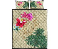 Hawaii Polynesian Kanaka Maoli Turtle Quilt Bed Set Beige - Polynesian Pride