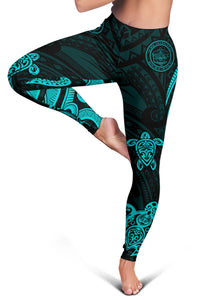 Palau Women's Leggings - Turquoise Tentacle Turtle - Polynesian Pride