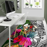 Vanuatu Area Rug White - Turtle Plumeria Banana Leaf - Polynesian Pride