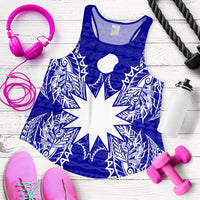 Nauru Polynesian Women Tank Top Map Blue - Polynesian Pride