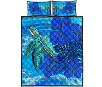 Hawaii Turtle Hibiscus Ocean Quilt Bed Set - Lingi Style - AH - Polynesian Pride