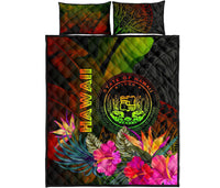 Polynesian Hawaii Polynesian Quilt Bed Set - Hibiscus and Banana Leaves - Polynesian Pride