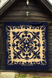 Hawaii Premium Quilt Royal Pattern - Indigo - Polynesian Pride