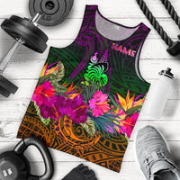 New Caledonia Polynesian Personalised Men's Tank Top - Summer Hibiscus Reggae - Polynesian Pride