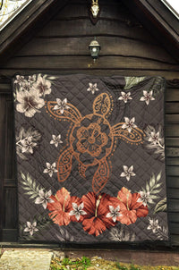 Hawaii Turtle Polynesian Hibiscus Kanaka Style Tropical - Premium Quilt AH - Polynesian Pride