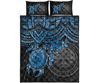 Federated States Of Micronesia Quilt Bed Set - Federated States Of Micronesia Seal & Blue Turtle Hibiscus - Polynesian Pride