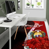 Nauru Polynesian Custom Personalised Area Rug - Coat Of Arm With Hibiscus - Polynesian Pride