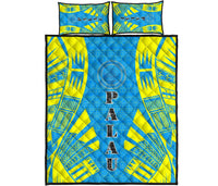 Palau Quilt Bed Set - Palau Seal & Polynesian Yellow Tattoo Style Art - Polynesian Pride