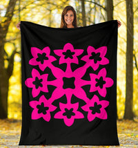 Hawaiian Premium Blanket Royal Pattern - Black And Pink - A1 Style - Polynesian Pride