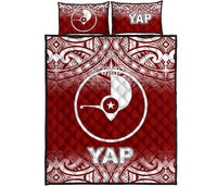 Yap Quilt Bed Set - Yap Flag Red Fog Style Red - Polynesian Pride