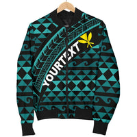 Hawaii Personalised Men's Bomber Jacket - Blue Hawaiian Tribal Seamless Pattern - Polynesian Pride