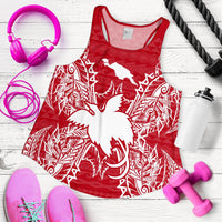 Papua New Guinea Polynesian Women Tank Top Map Red White - Polynesian Pride