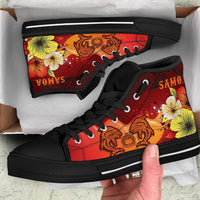 Samoa High Top Shoes - Tribal Tuna Fish Unisex White - Polynesian Pride
