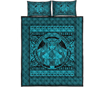 Hawaii Polynesian Pele Mauna Kea Quilt Bed Set Blue - Polynesian Pride