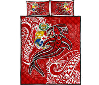 Tonga Quilt Bed Set - Red Shark Polynesian Tattoo - Polynesian Pride