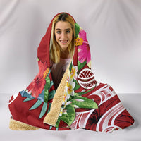 Papua New Guinea Polynesian Hooded Blanket - Summer Plumeria (Red) - Polynesian Pride