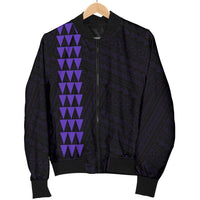Hawaii Kakau Polynesian Anchor Women's Bomber Jacket - Purple - Polynesian Pride