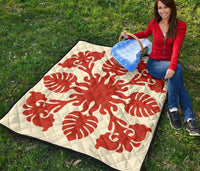 Hawaiian Kalo Pattern Premium Quilt - Green - Argu Style - AH - Polynesian Pride