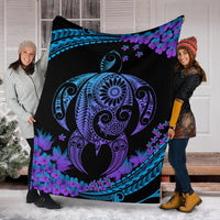Hawaii Turtle Polynesian Hibiscus Premium Blanket - Boot Style - Polynesian Pride