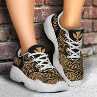 Kanaka White Chunky Sneakers Gold - Circle Style - Polynesian Pride