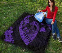 Hawaii Hibiscus Banzai Surfing Premium Quilt Purple - Polynesian Pride