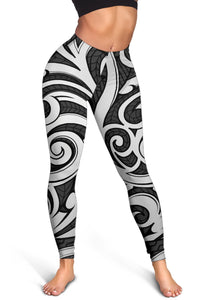 Polynesian Maori Ethnic Ornament Gray Hawaii Women's Leggings AH - Polynesian Pride