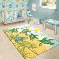 Hawaii Turtle Sea Hibiscus Coconut Tree Rug - Polynesian Pride