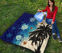 Hawaiian Sea Turtle Symbol Palm Premium Quilt - Polynesian Pride