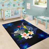 Cook Islands Polynesian Area Rug - Turtle With Plumeria Flowers - Polynesian Pride