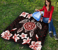 Hawaiian Reddie Turtle Plumeria Quilt - Polynesian Pride