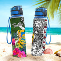 Tuvalu Hydro Tracking Bottle White - Turtle Plumeria Banana Leaf - Polynesian Pride