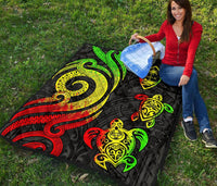 Guam Polynesian Premium Quilt - Reggae Tentacle Turtle - Polynesian Pride
