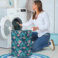 Hawaii Tropical Monstera Leaf Blue Hawaii Laundry Basket AH - Polynesian Pride